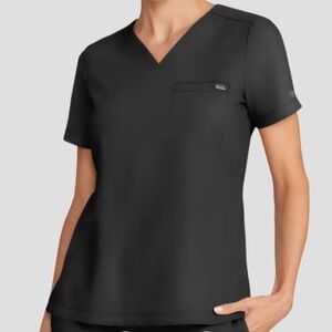 NWT Healing Hands Quest Women's Black Billie V-Neck 1 Pocket Stretch Scrub Top